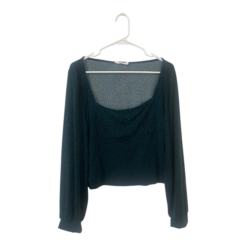 Lush Dark Teal Animal Print Blouse